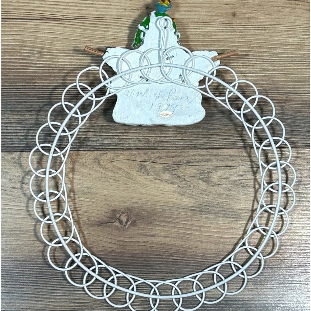 Snowman Wreath Card Holder Hanger 1999 Christmas Decor Metal Rings VTG Silvestri